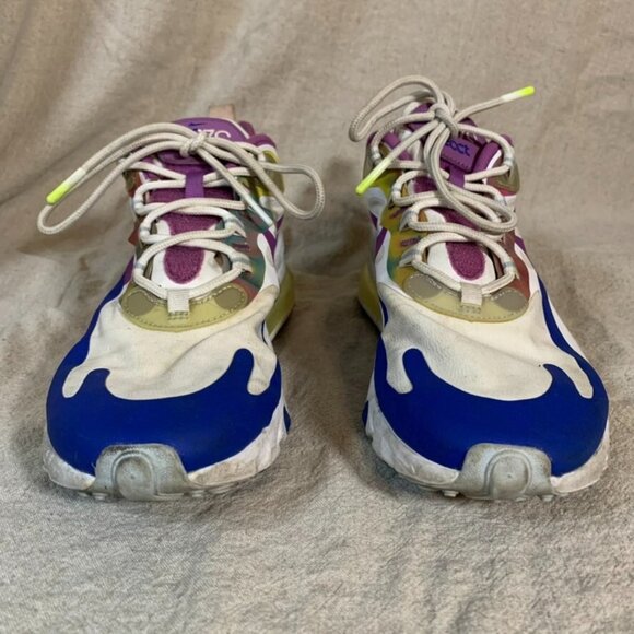 Nike Air Max 270 React Mens 7.5 Sneakers White Berry Royal Running Sports - Picture 2 of 10